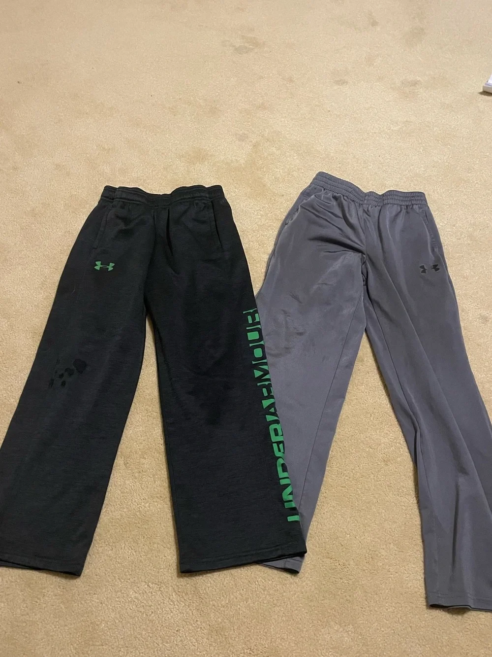 Under Armour Kids Black & Gray Sweatpants with Green Logo